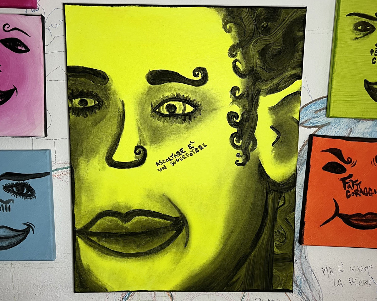 Ascoltare è un super potere, Acrilico su tela, 40x50 cm