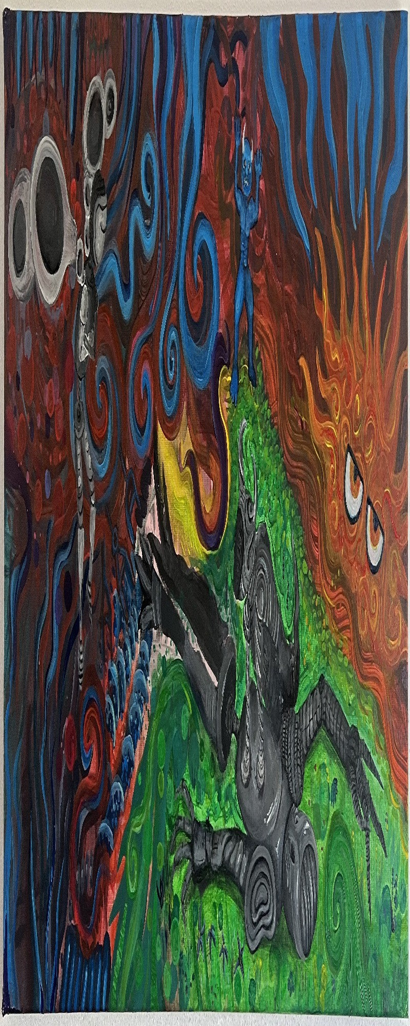 Dreampunk trascendente, acrilico su tela 40x100 cm, BiancoMat