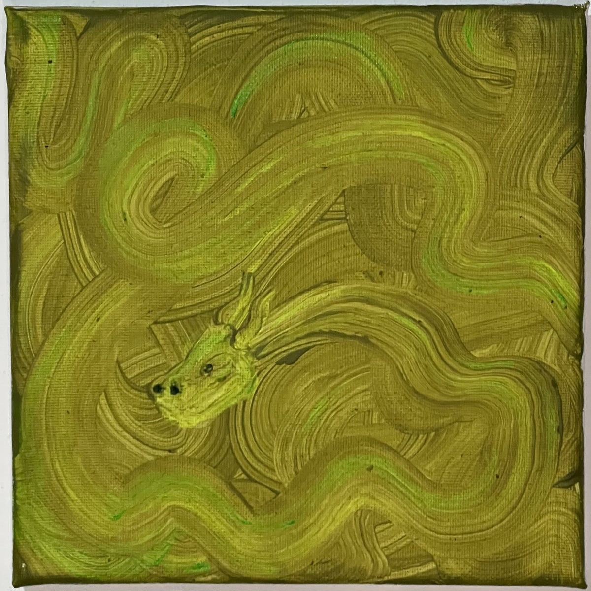 Flusso di drago acido, acrilico su tela 20x20 cm, BiancoMat