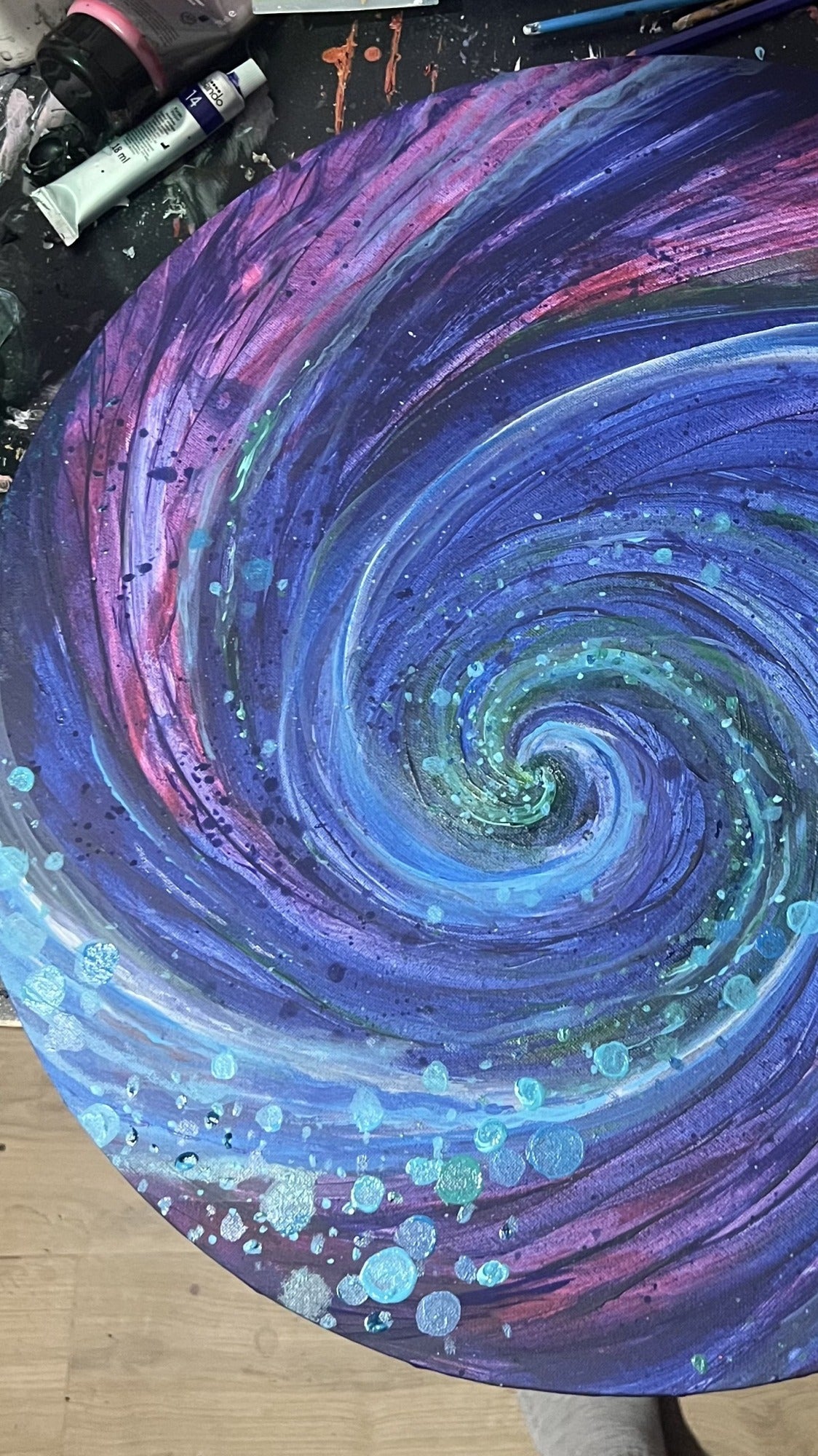 Galassia a spirale, acrilico su tela, BiancoMat