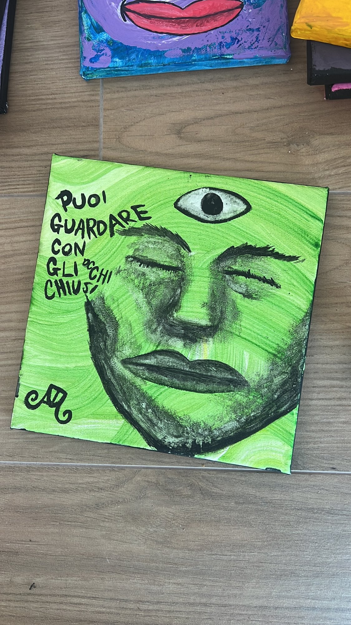 Puoi guardare con gli occhi chiusi — il quadro dal vivo, fotografato in atelier