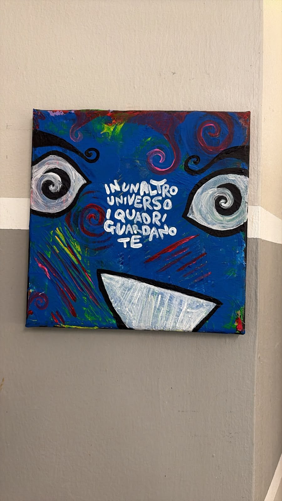 In un altro universo i quadri guardano te 2, acrilico su tela 20x20 cm, BiancoMat
