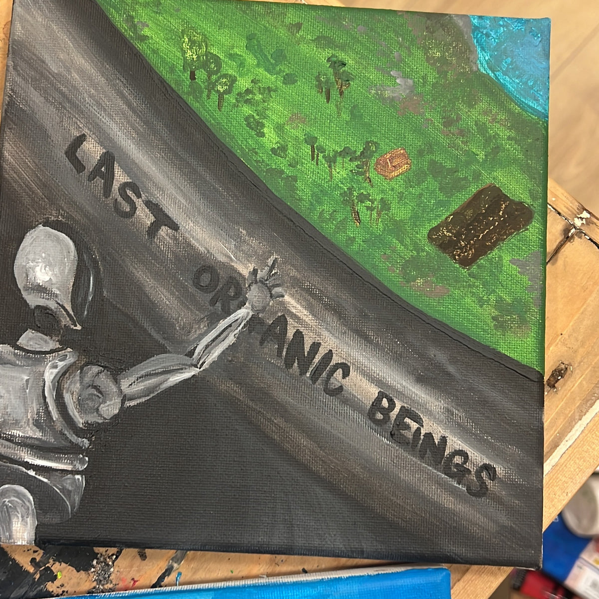 Last Organic Beings, acrilico su tela 20x20 cm, BiancoMat