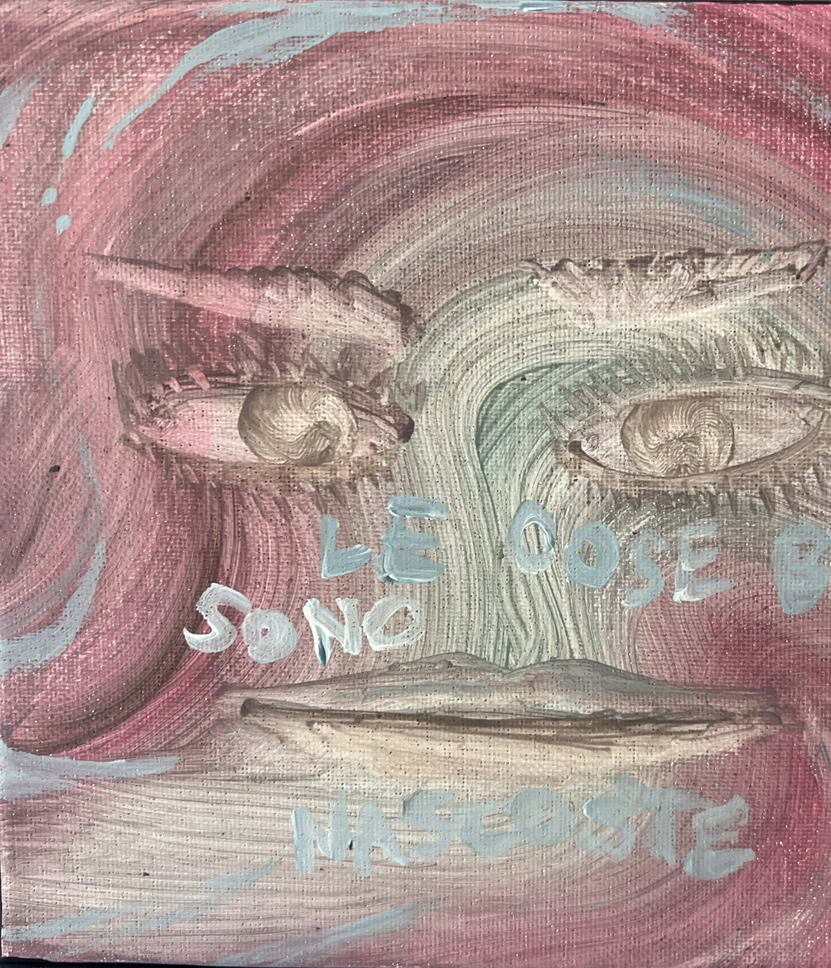 Le cose belle sono nascoste, acrilico su tela 20x20 cm, BiancoMat