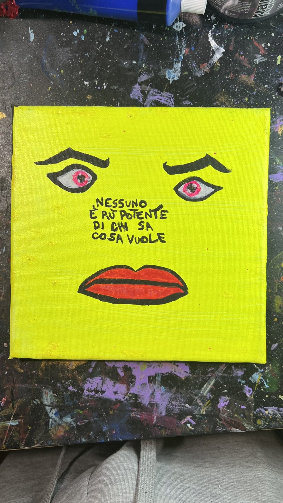 Nessuno è più potente di chi sa cosa vuole — il quadro dal vivo, fotografato in atelier