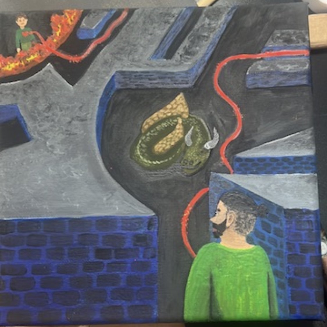 Padri soli — il quadro dal vivo, fotografato in atelier