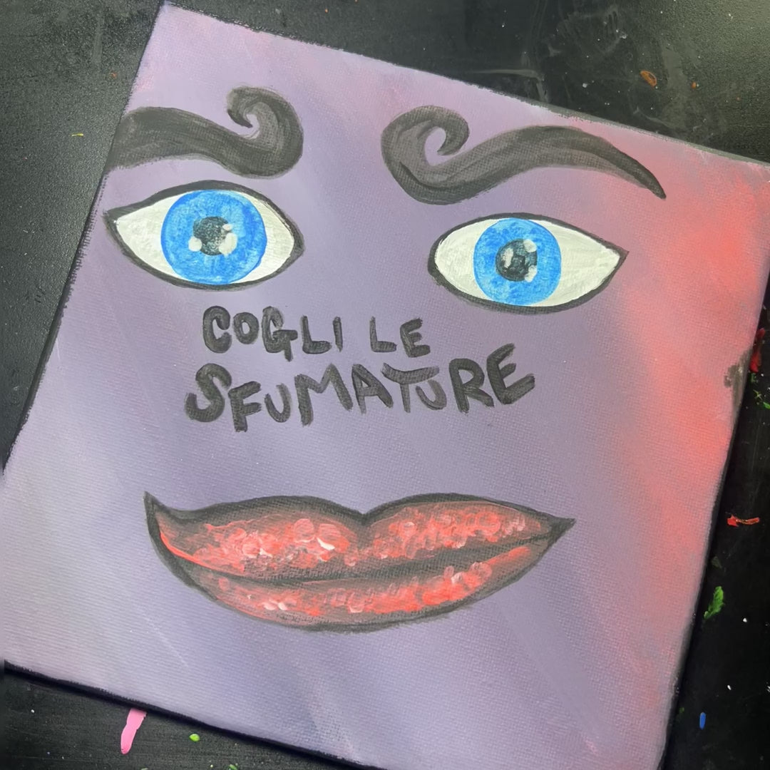 Cogli le sfumature - giro dell'opera: la tela intera, i dettagli della materia e il quadro nello studio. Dipinto originale di BiancoMat.