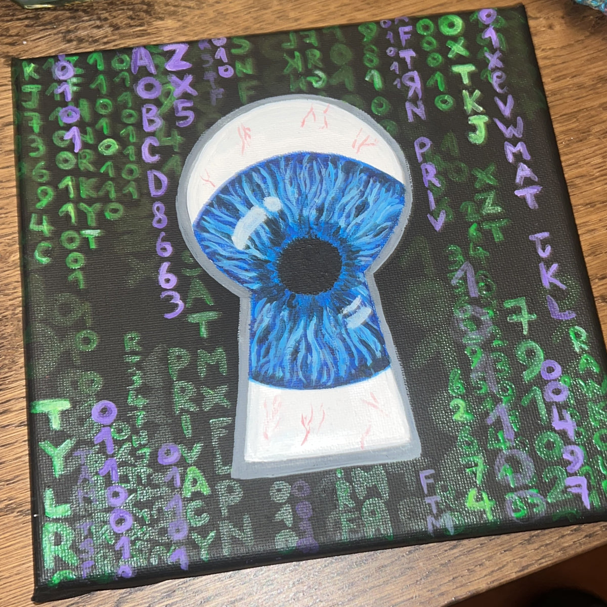 Privacy, acrilico su tela 20x20 cm, BiancoMat