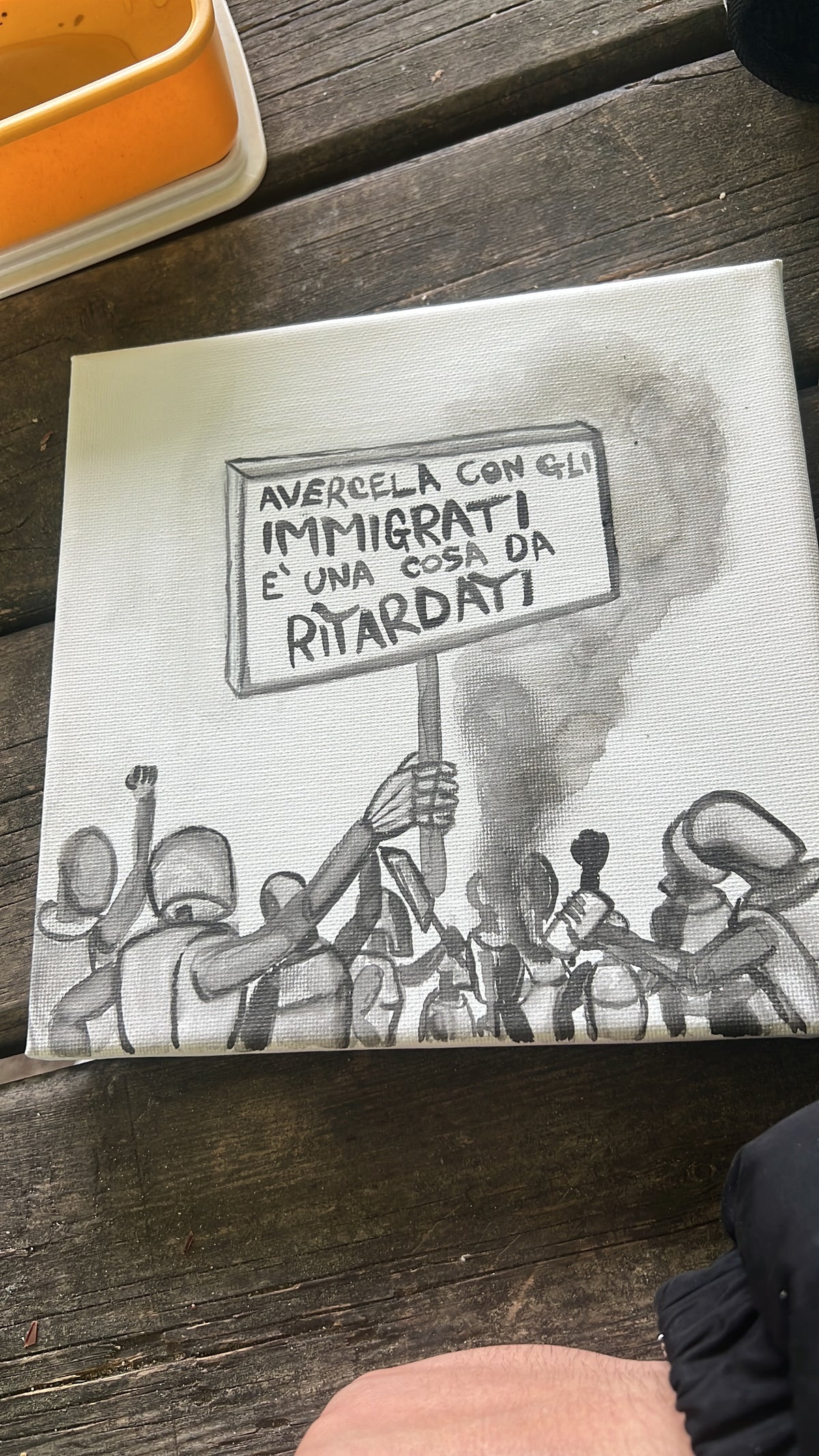 Protesta Robot, acrilico su tela, BiancoMat