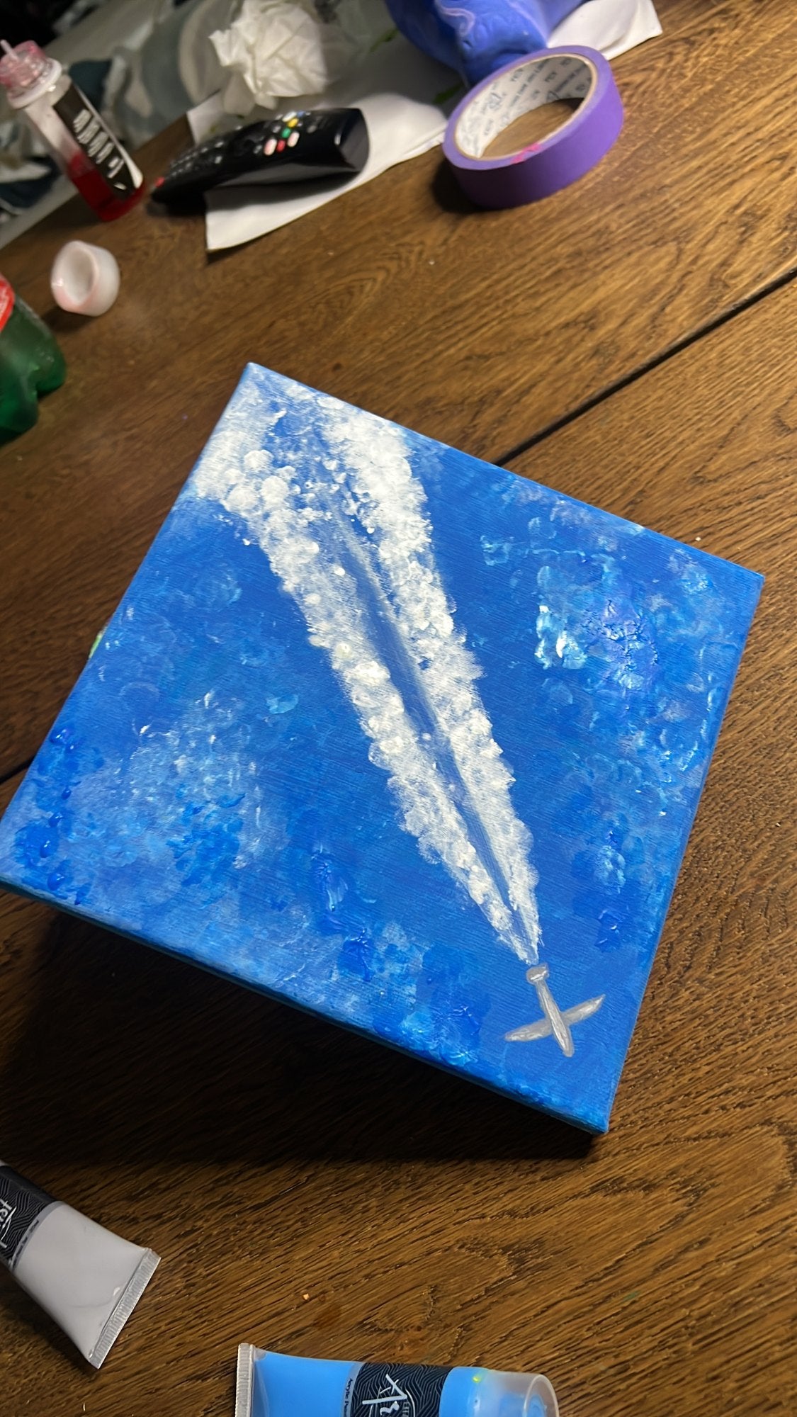 Scie in altri universi — il quadro dal vivo, fotografato in atelier