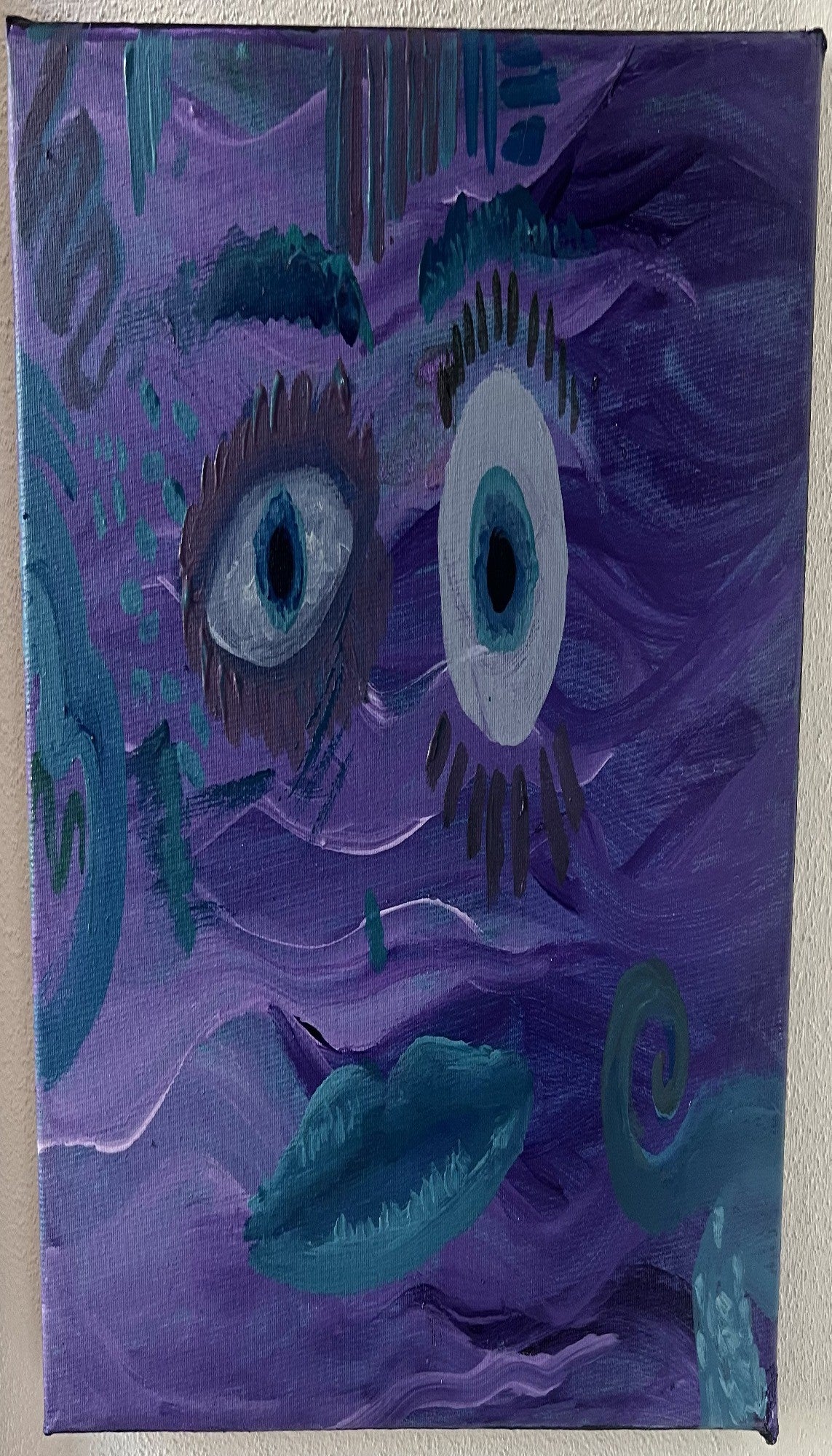 Scompenso orizzontale, acrilico su tela 20x35 cm, BiancoMat