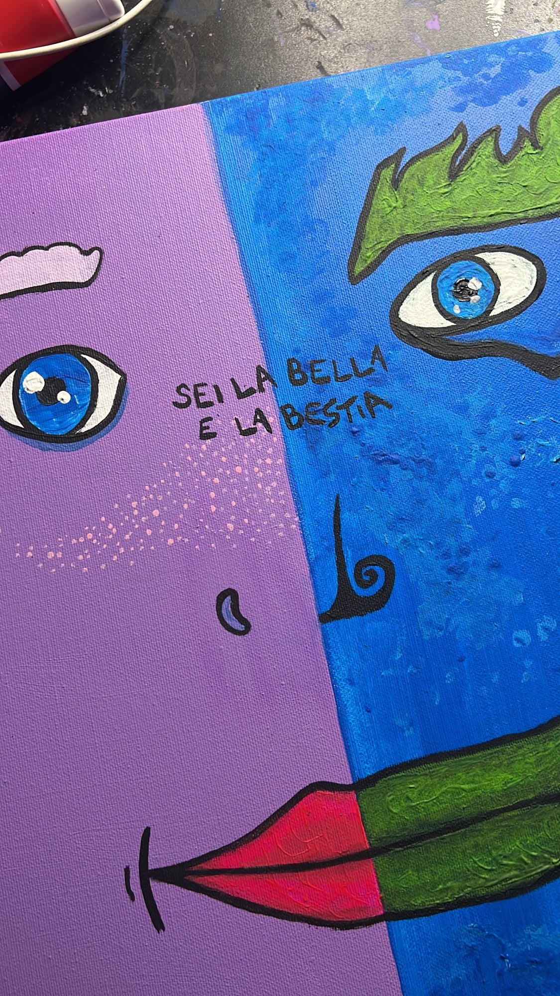 Sei la bella e la bestia — il quadro dal vivo, fotografato in atelier
