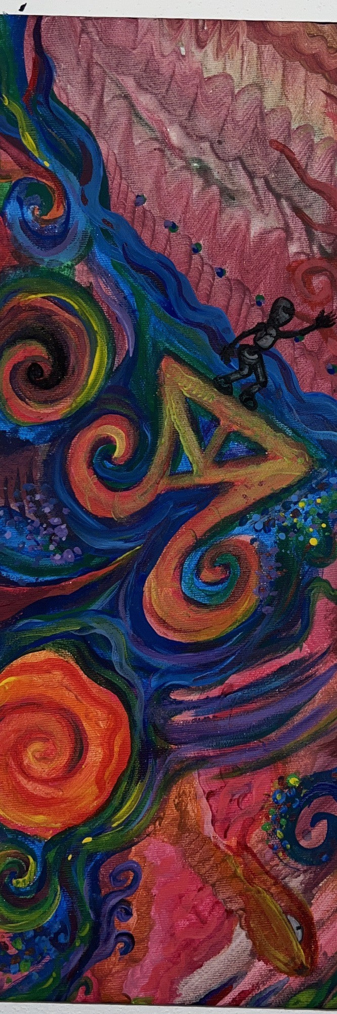 Simboli nel flusso, acrilico su tela 20x60 cm, BiancoMat