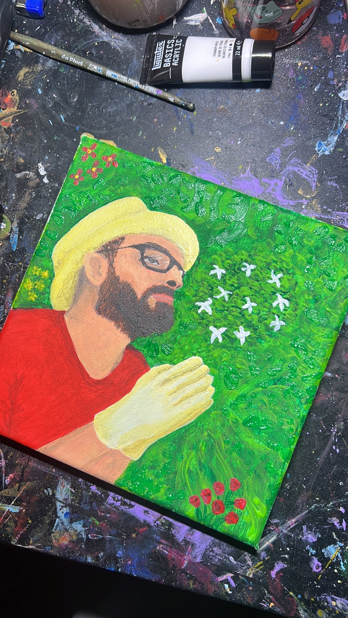 Un santo vero — il quadro dal vivo, fotografato in atelier