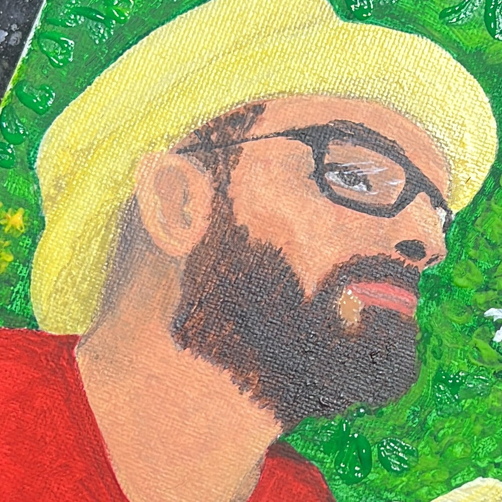 Un santo vero, acrilico su tela 20x20 cm, BiancoMat