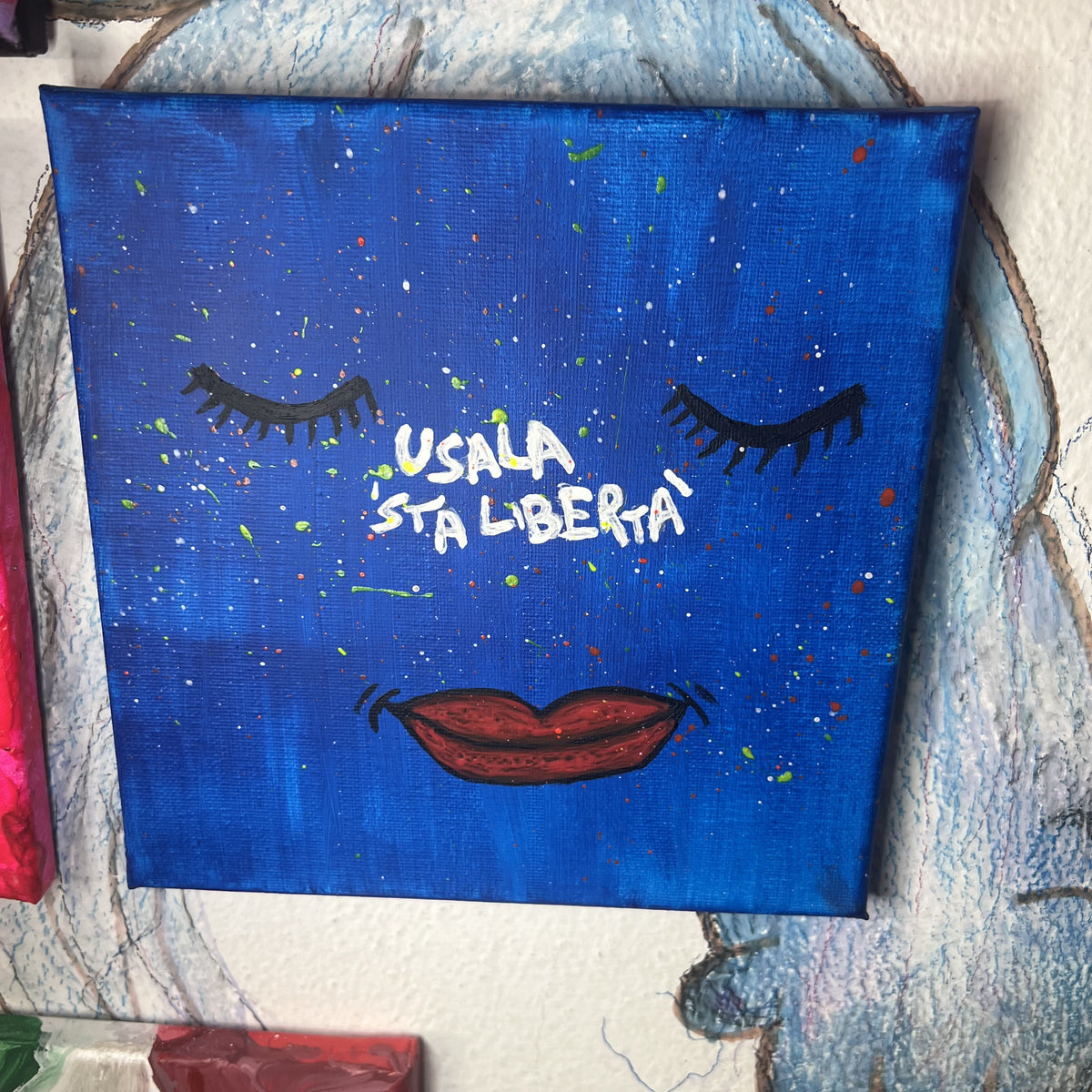 Usala questa libertà, acrilico su tela 20x20 cm, BiancoMat