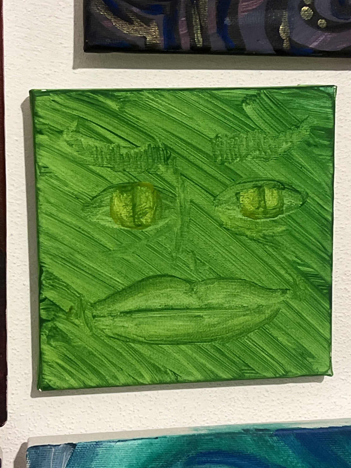Verdino — il quadro dal vivo, fotografato in atelier